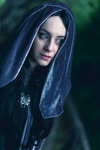 Beautiful Blue Eyed Italian Girl Plays Arwen Cosplay Lord Rings — Stok fotoğraf