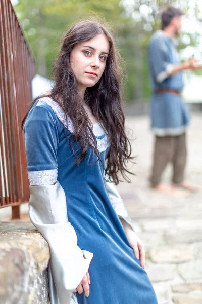 Beautiful Blue Eyed Italian Girl Plays Arwen Cosplay Lord Rings — Stock fotografie
