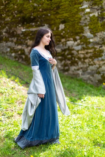 Mooi Blauw Ogen Italiaans Meisje Speelt Arwen Cosplay Van Heer — Stockfoto