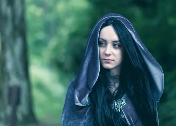 Beautiful Blue Eyed Italian Girl Plays Arwen Cosplay Lord Rings — Stok fotoğraf