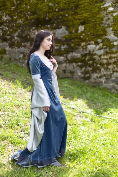 Mooi Blauw Ogen Italiaans Meisje Speelt Arwen Cosplay Van Heer — Stockfoto