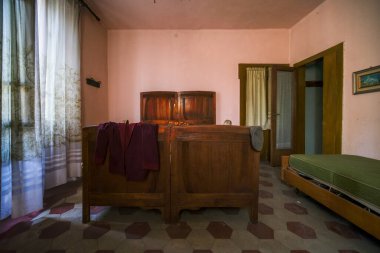 orphanage dormitory in large abandoned house. High quality photo