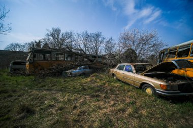Terk edilmiş okul otobüsü durağı. Yüksek kalite fotoğraf