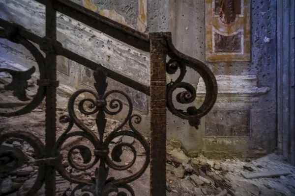 Staircase Metal Railing Old Abandoned House High Quality Photo — Stock fotografie