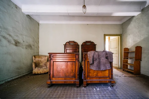 orphanage dormitory in large abandoned house. High quality photo
