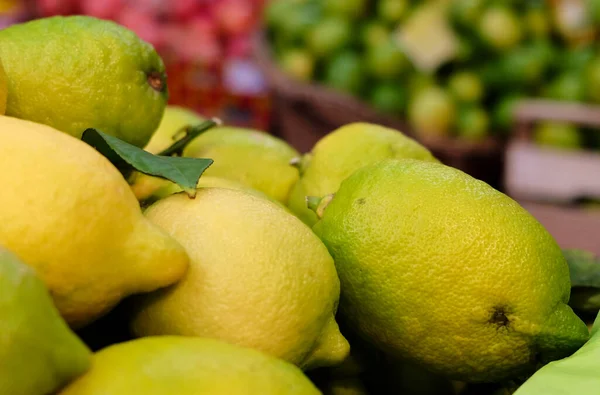 柠檬和柑橘在果篮中 高质量的照片 — 图库照片