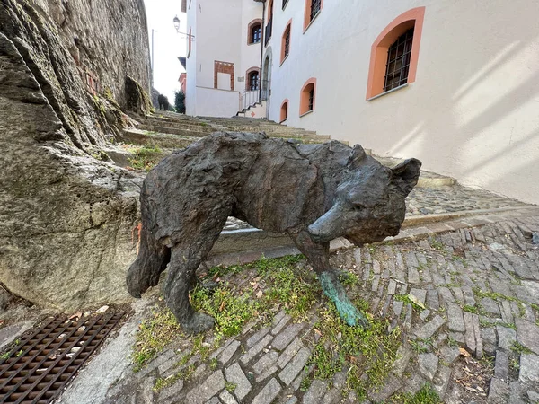 Pinerolo Turim 2021 Estátua Bronze Para Exposição Esculturas Torno Lobo — Fotografia de Stock