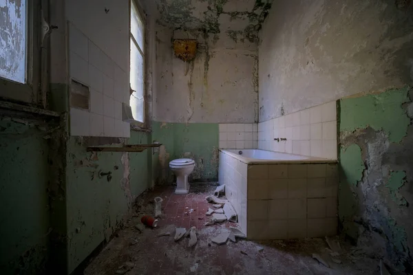 showers and toilet in abandoned school orphanage. High quality photo