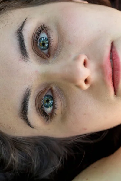 Mooi Meisje Blauw Oog Pupil Hoge Kwaliteit Foto — Stockfoto