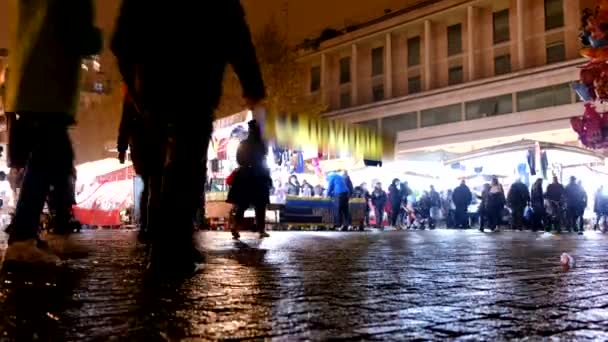 Lysande Fontän Tid Förflutit Reggio Emilia Jul Shopping Med Människor — Stockvideo