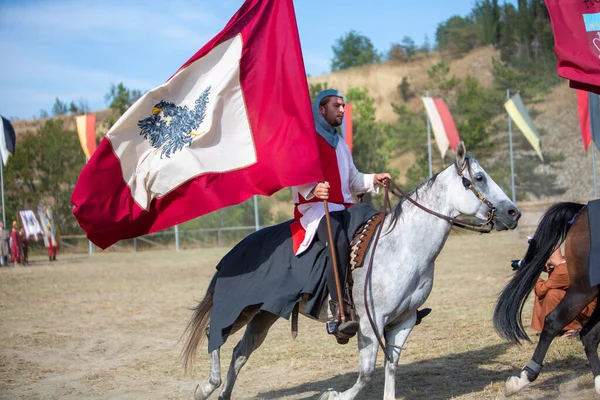 Canossa Reggio Emilia Italia 2019 Representación Histórica Medieval Del Martilde —  Fotos de Stock