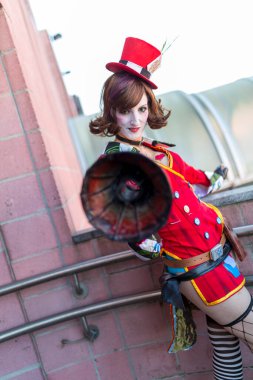 Lucca, İtalya - 2018 10 31: Lucca Comics free cosplay event around city Mad Moxi Borderland 2. Yüksek kalite fotoğraf