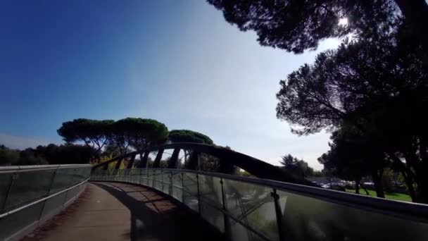 ローマのパンフィリ別荘の公園道を渡ります 高品質4K映像 — ストック動画