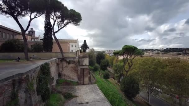 Оранжевий Сад Авентинському Пагорбі Римській Панорамі Міста Кадри Високої Якості — стокове відео