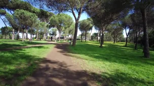 Overzicht Van Het Park Van Villa Pamphili Rome Zonnige Dag — Stockvideo