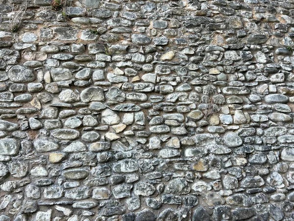 Ortaçağ Taş Çakıl Taşlarıyla Dolu Kale Duvarları Yüksek Kalite Fotoğraf — Stok fotoğraf