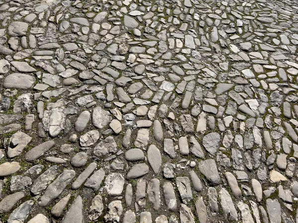 medieval road pavement with river stones. High quality photo