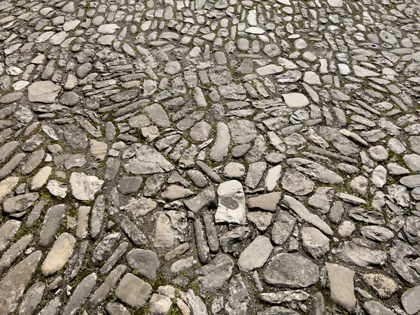 Mittelalterliches Straßenpflaster Mit Flusssteinen Hochwertiges Foto — Stockfoto