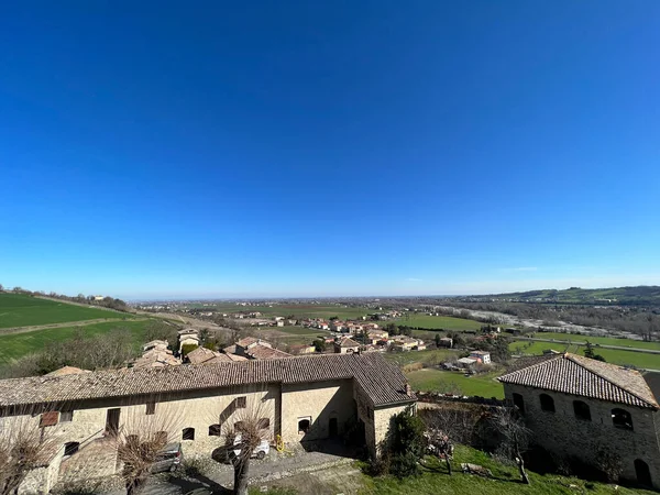 Panorama Depuis Château Médiéval Torrechiara Dans Les Remparts Parme Photo — Photo