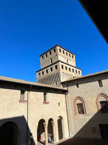 Πύργος Του Μεσαιωνικού Κάστρου Της Torrechiara Στην Πάρμα Αμυντικά Τείχη — Φωτογραφία Αρχείου