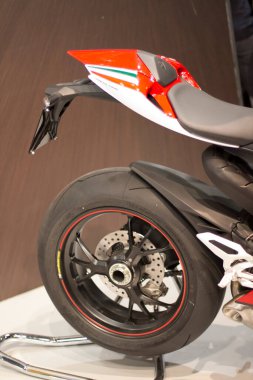 Verona, İtalya - 2018 01 12: MBE Verona Bisiklet Fuarı Bisiklet Fuarı ve Özel Araba Exibituonu - Ducati 1199 panigale. Yüksek kalite fotoğraf