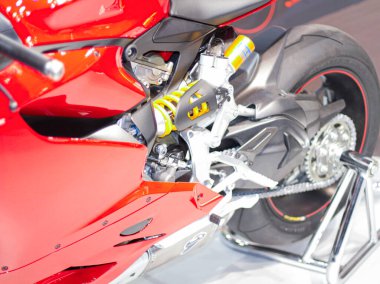 Verona, İtalya - 2018 01 12: MBE Verona Bisiklet Fuarı Bisiklet Fuarı ve Özel Araba Exibituonu - Ducati 1199 panigale. Yüksek kalite fotoğraf