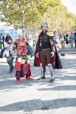 Lucca, İtalya - 2018 10 31: Lucca Comics ücretsiz kostüm etkinliği şehir monteri ve şövalyesi etrafında. Yüksek kalite fotoğraf