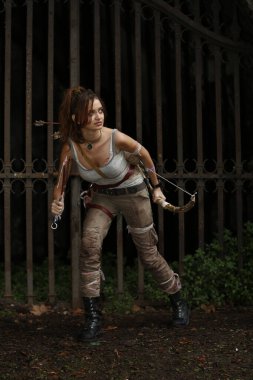 Lucca, İtalya - 2018 10 31: Lucca Comics ücretsiz kostüm etkinliği şehir mezarcısı kız etrafında. Yüksek kalite fotoğraf