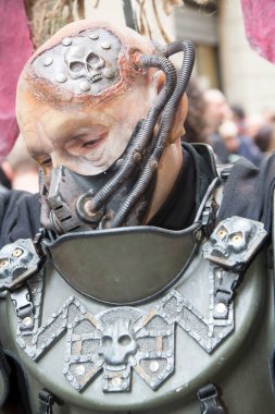Lucca, İtalya - 2018 10 31: Lucca Comics ücretsiz kostüm etkinliği şehir korku çocuğu etrafında. Yüksek kalite fotoğraf