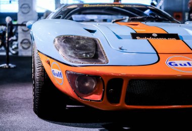 Milano, İtalya - 2021: Eicma Milano Bisiklet Fuarı 27: Eicma Milano Bisiklet Fuarı Ford Gt40 Gt40 Le Mans. Yüksek kalite fotoğraf
