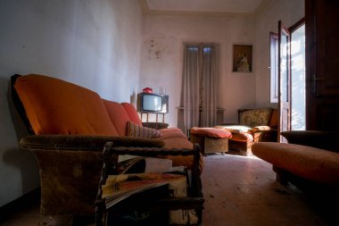 dining room in old abandoned royal house. High quality photo