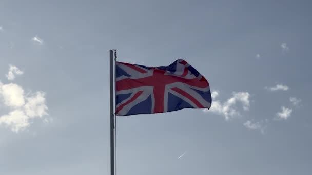 Vlag Van Groot Brittannië Wappert Bij Zonsondergang Hoge Kwaliteit Beeldmateriaal — Stockvideo
