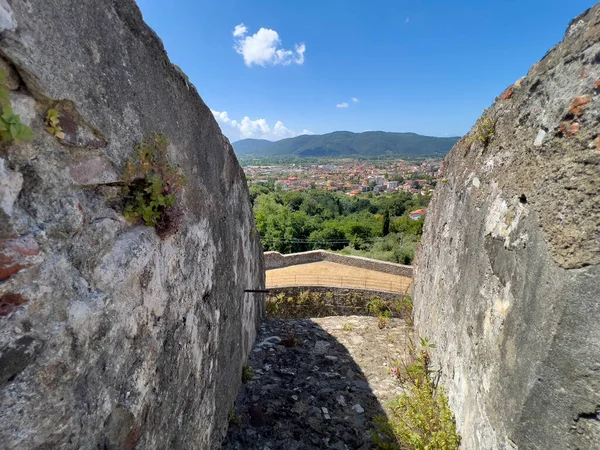 panorama of the inner walls of the Sarzanello fortress on Sarzana Spezia. High quality photo