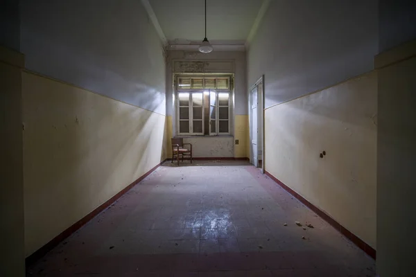 living room with corridor in abandoned house. High quality photo