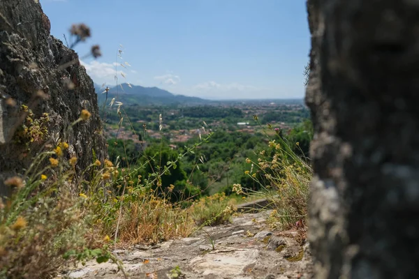 panorama of the inner walls of the Sarzanello fortress on Sarzana Spezia. High quality photo