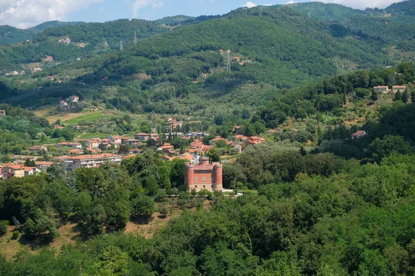 Panorama Zdí Pevnosti Sarzanello Sarzaně Spezia Kvalitní Fotografie — Stock fotografie