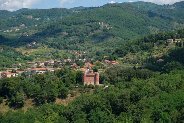 Panorama Zdí Pevnosti Sarzanello Sarzaně Spezia Kvalitní Fotografie — Stock fotografie