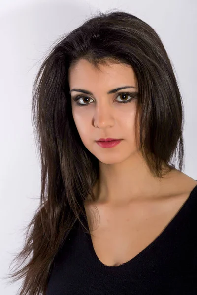Portret Van Een Mooi Italiaans Brunette Meisje Hoge Kwaliteit Foto — Stockfoto