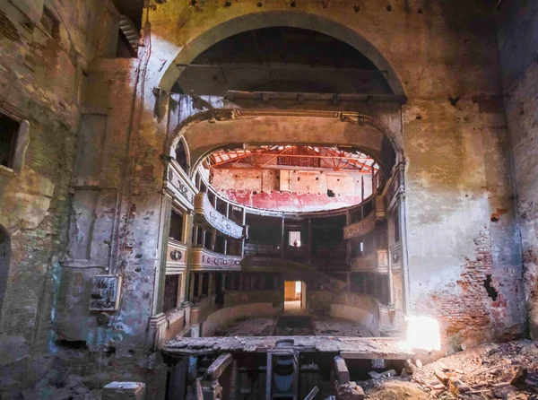 Interior Stage Armchairs Old Decadent Abandoned Theater Italy High Quality — Photo