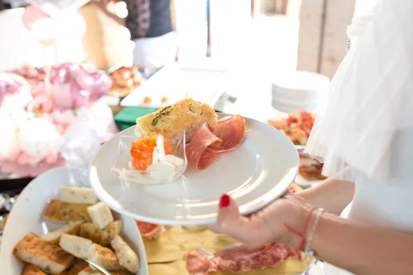 Italian buffet at Christian wedding ceremony. High quality photo