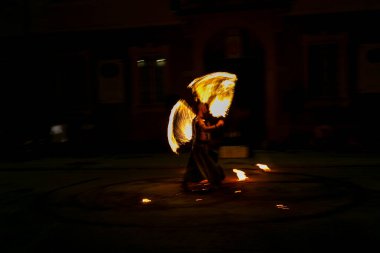 Reggio Emilia, Italy - 2018 05 01 Montecchio Unplugged free street event fire eater street artist. High quality photo