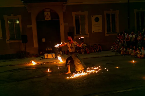 Reggio Emilia Włochy 2018 Montecchio Unplugged Free Street Event Fire — Zdjęcie stockowe