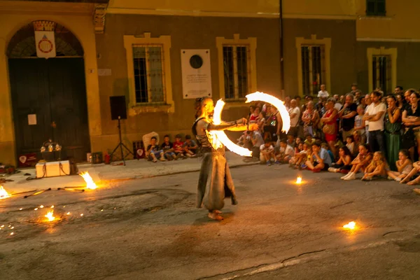 Reggio Emilia Italy 2018 Montecchio Unplugged Free Street Event Fire — Zdjęcie stockowe