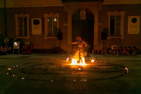 Reggio Emilia Italy 2018 Montecchio Unplugged Free Street Event Fire — Stock fotografie