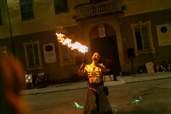 Reggio Emilia Ιταλία 2018 Montecchio Unplugged Free Street Event Fire — Φωτογραφία Αρχείου