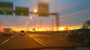 Otobanda İtalyan gün batımı. Yüksek kalite fotoğraf