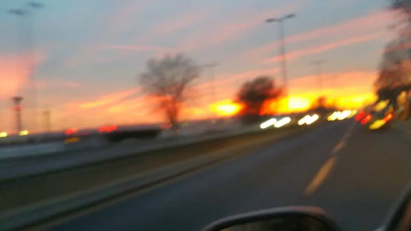 Pôr Sol Italiano Auto Estrada Foto Alta Qualidade — Fotografia de Stock