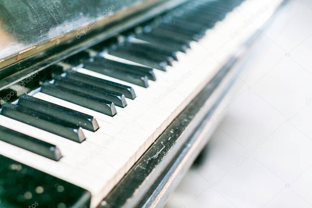 abandoned piano keyboard with dust. High quality photo