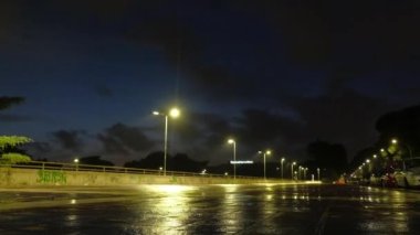 terrace of the EUR in Rome in the evening after rain. High quality 4k footage