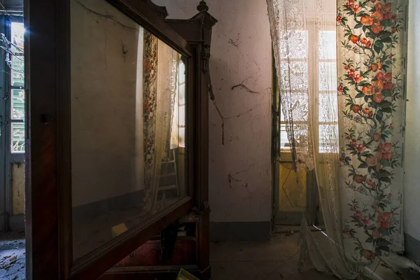 decorated room in large abandoned house. High quality photo